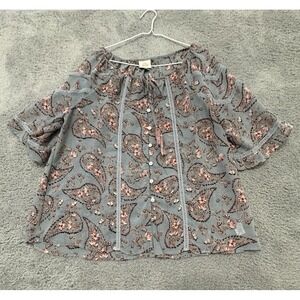 Knox Rose Gray and Pink Paisley Blouse women’s xxl